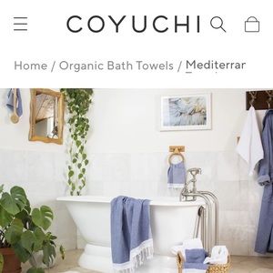 NEW $148 TWO Coyuchi Mediterranean organic cotton dish hand towel fringed